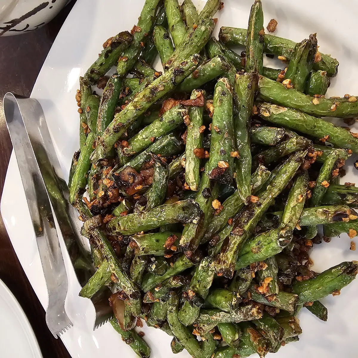 dry-sautéed string bean w minced pork 干煸四季豆